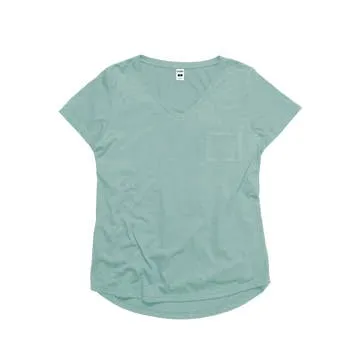 Ladies Simple V-Neck Pocket T-Shirt