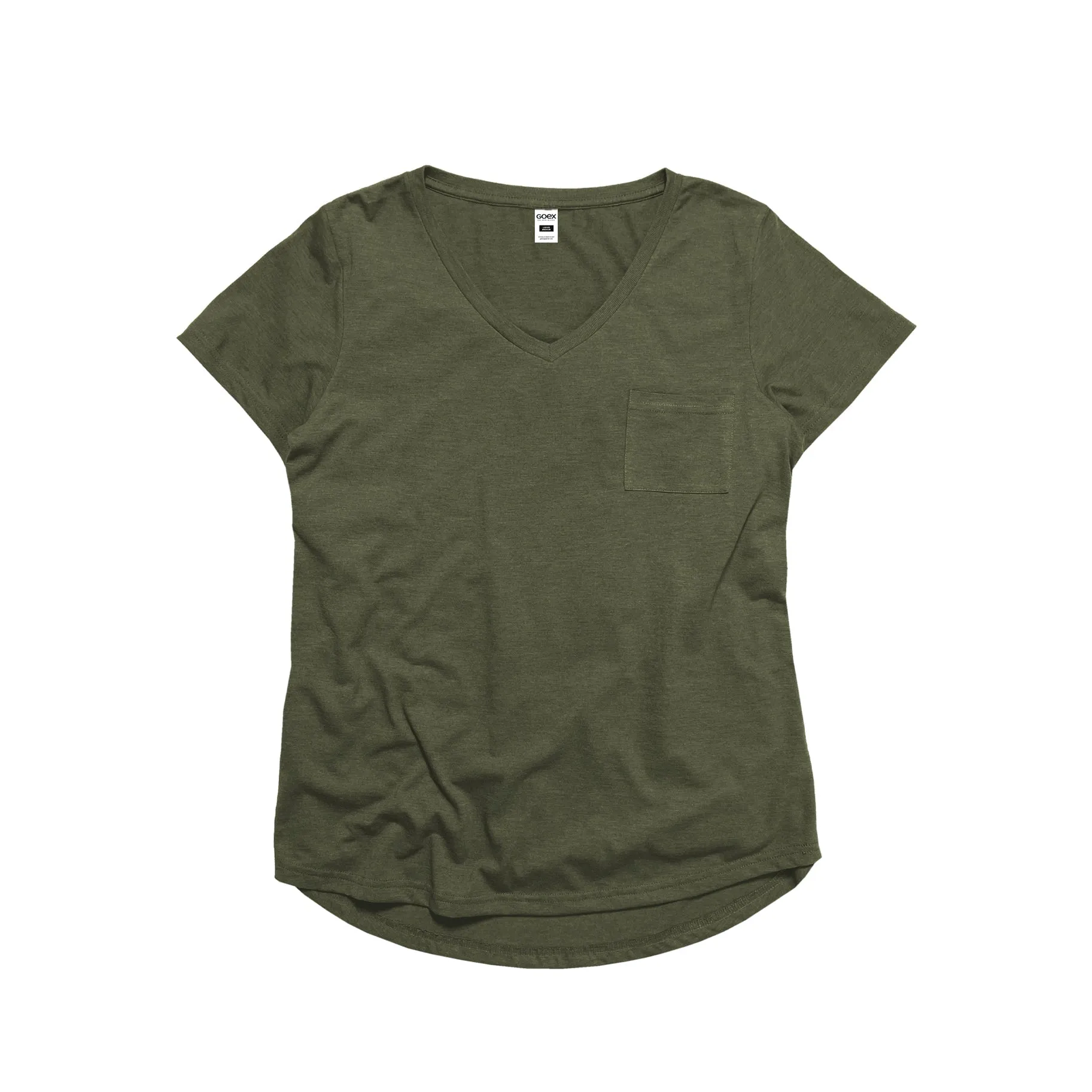 Ladies Simple V-Neck Pocket T-Shirt