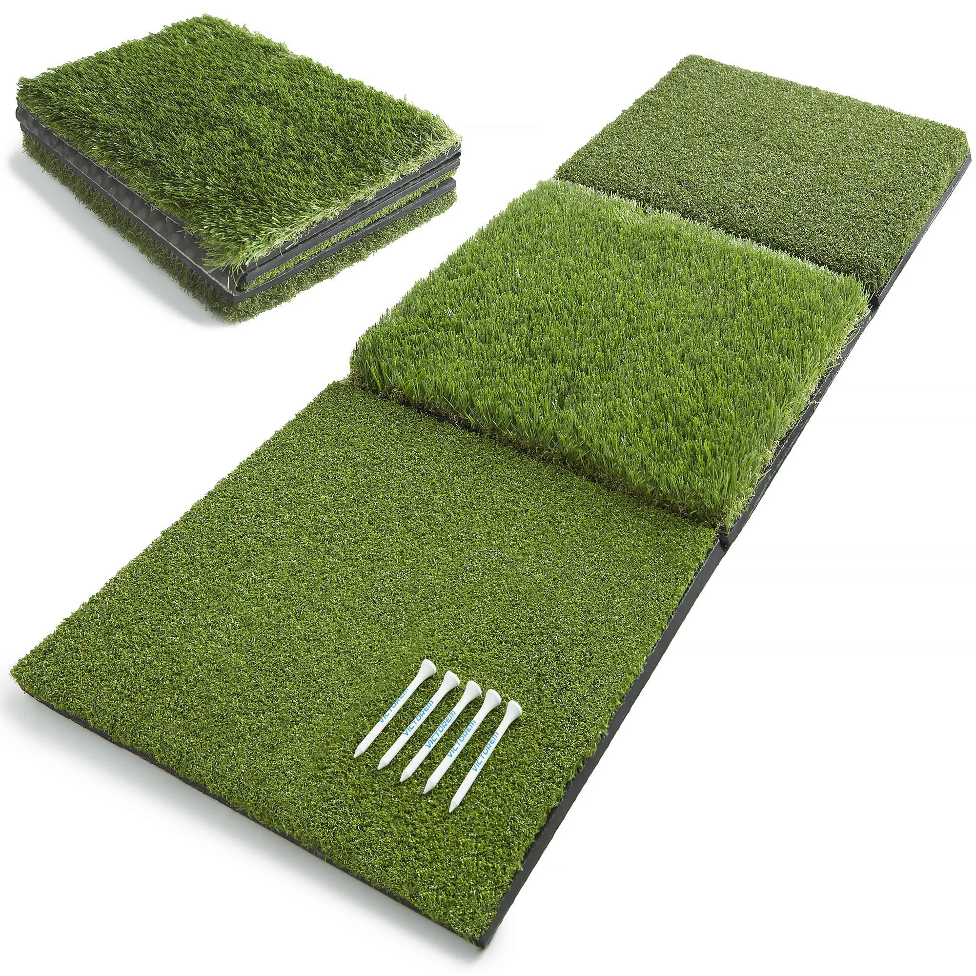 Larger 17x39 inch Tri Turf Golf Mat - Durable Golf Mat for Backyard