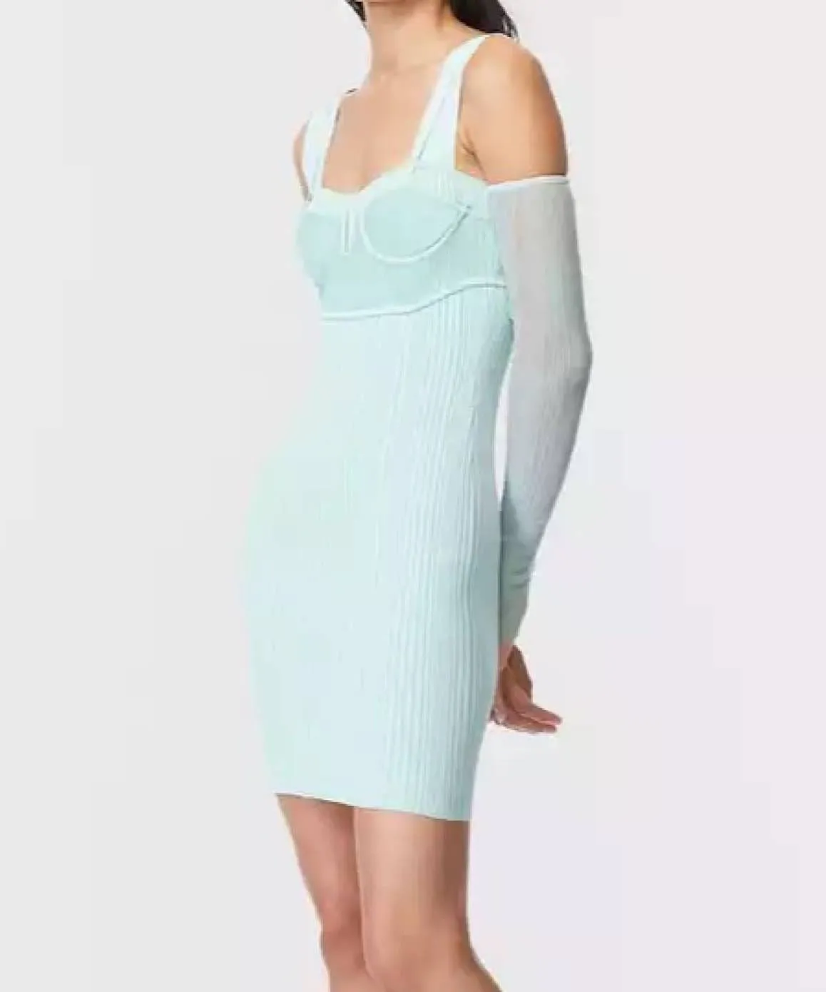 Light Blue Knitted Gloved Dress