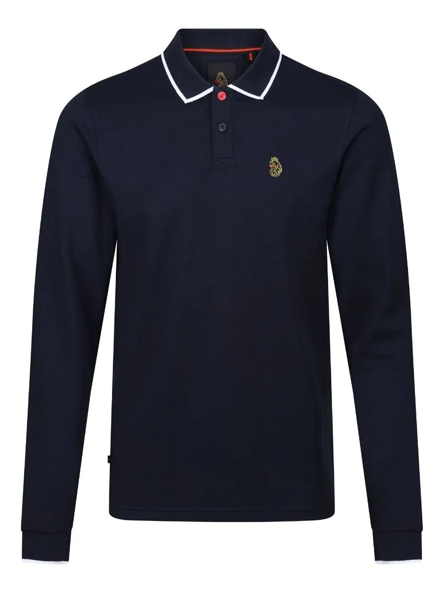 Luke 1977 Meadtastic Sport Long Sleeve Pique Polo Shirt Very Dark Navy