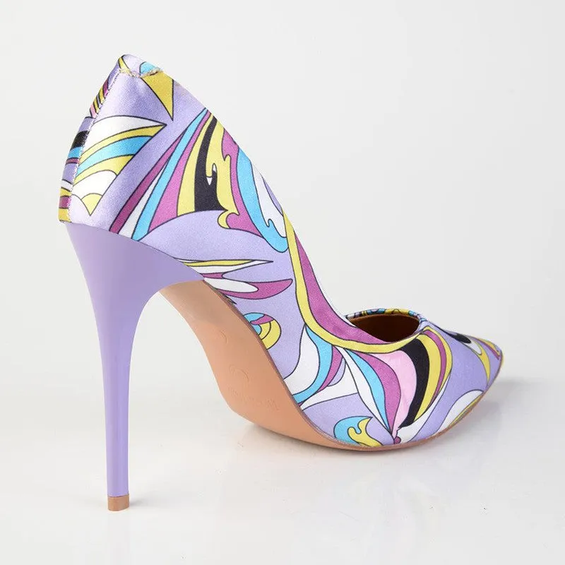 Madison Daisy Printed Stiletto - Lilac Multi