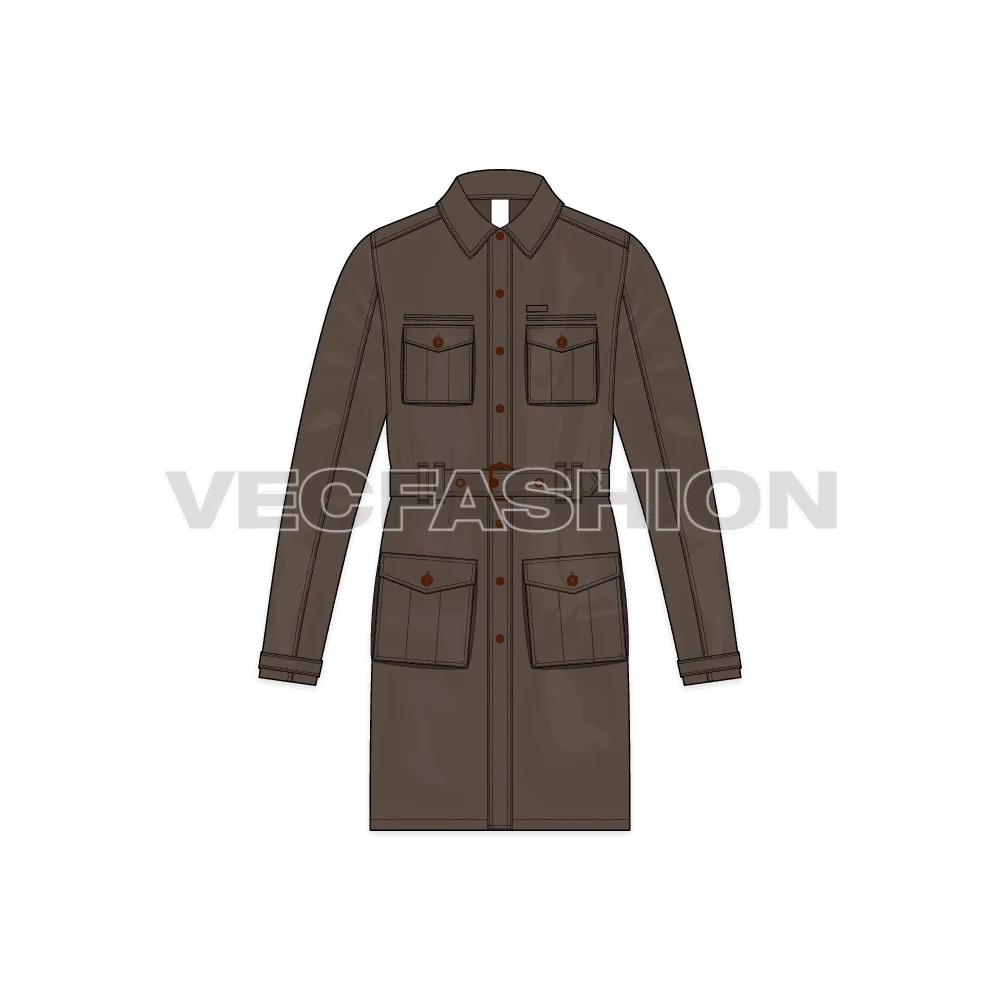 Mens Army Inspired Cargo Coat