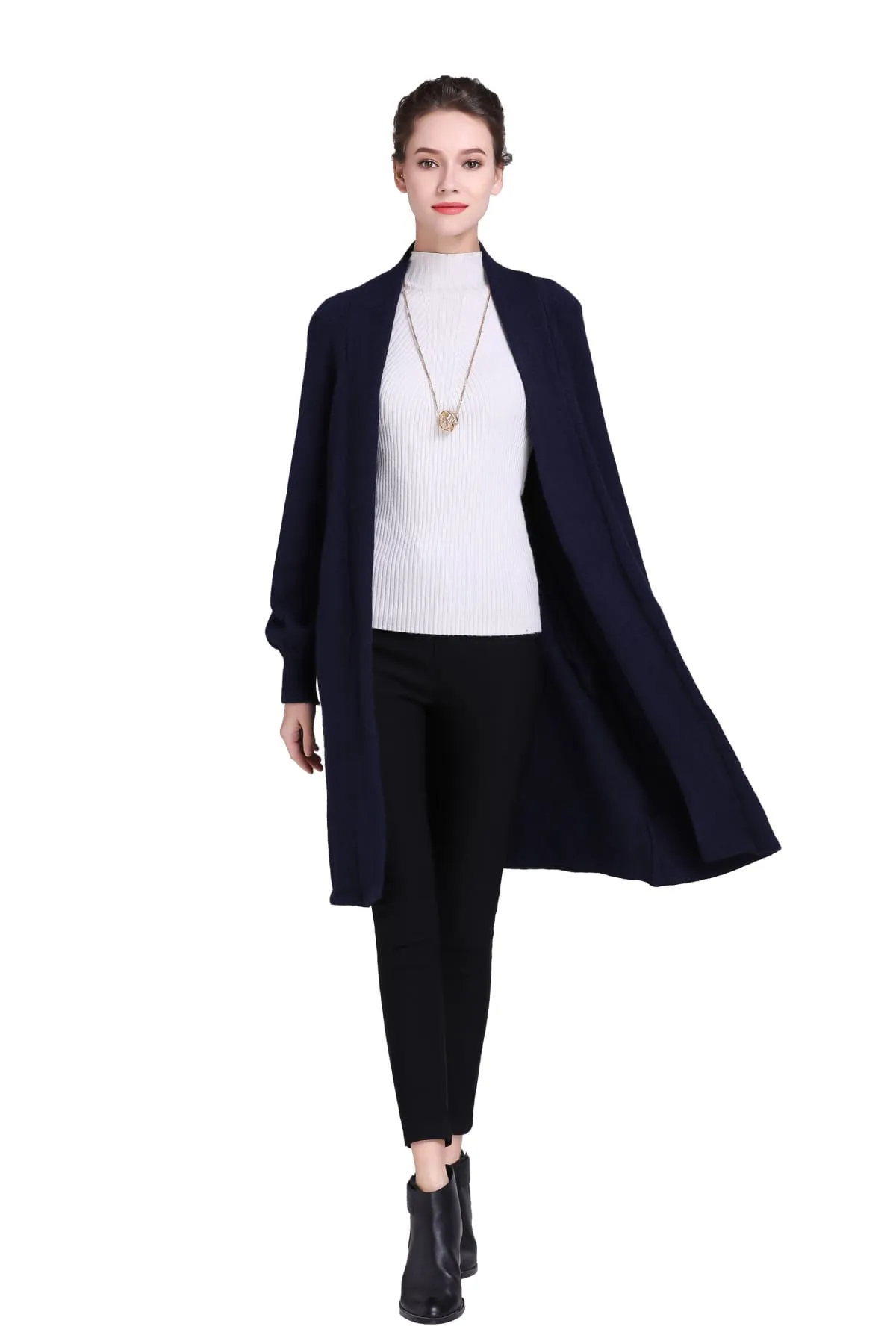 Navy Knitted Coat with Pockets