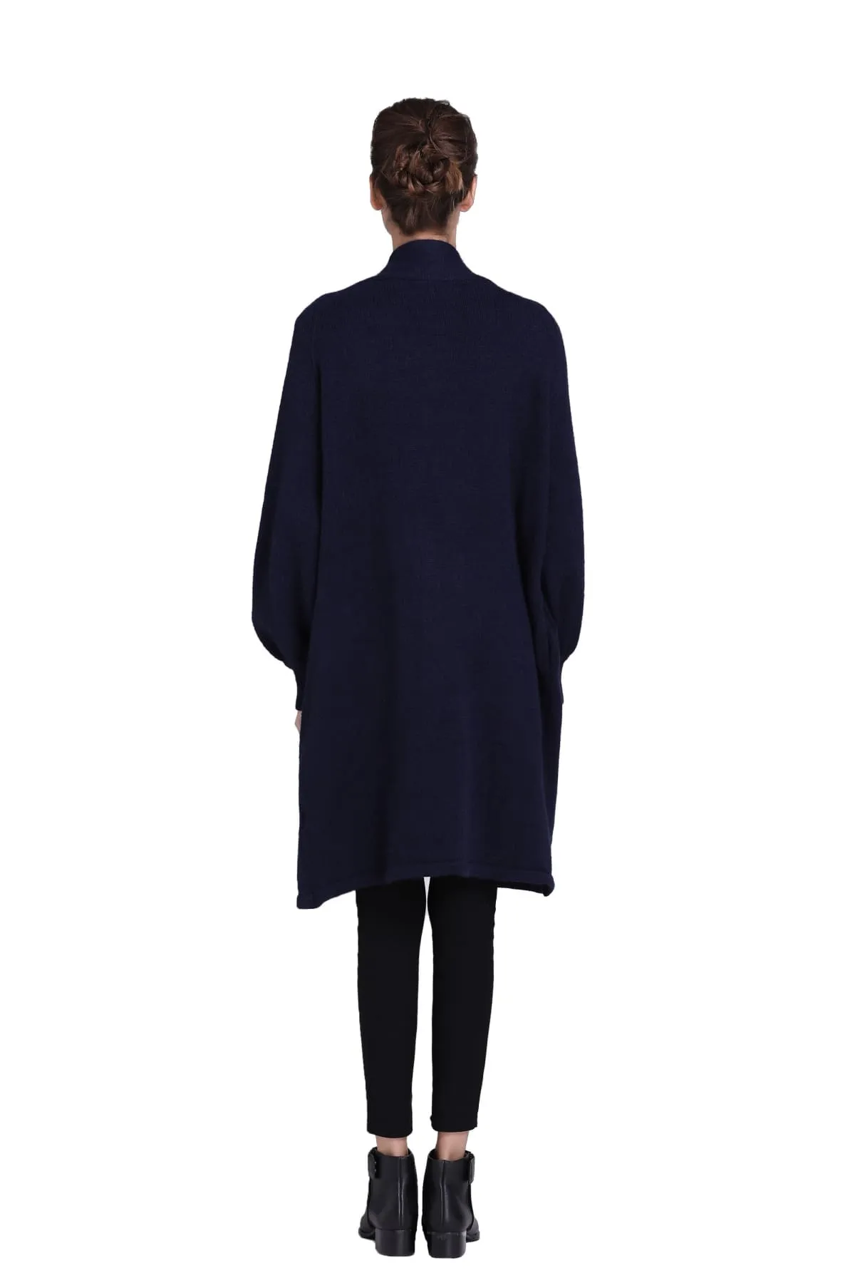 Navy Knitted Coat with Pockets