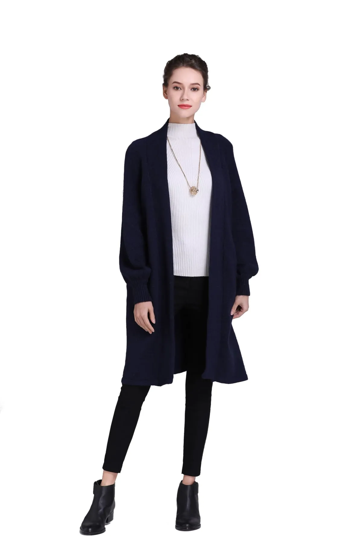 Navy Knitted Coat with Pockets