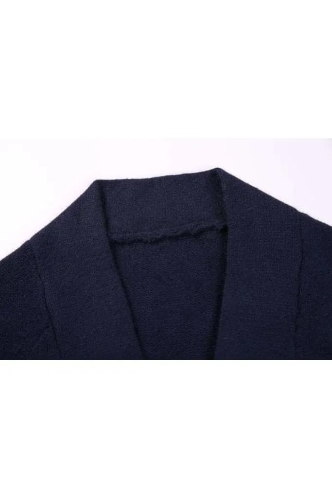 Navy Knitted Coat with Pockets