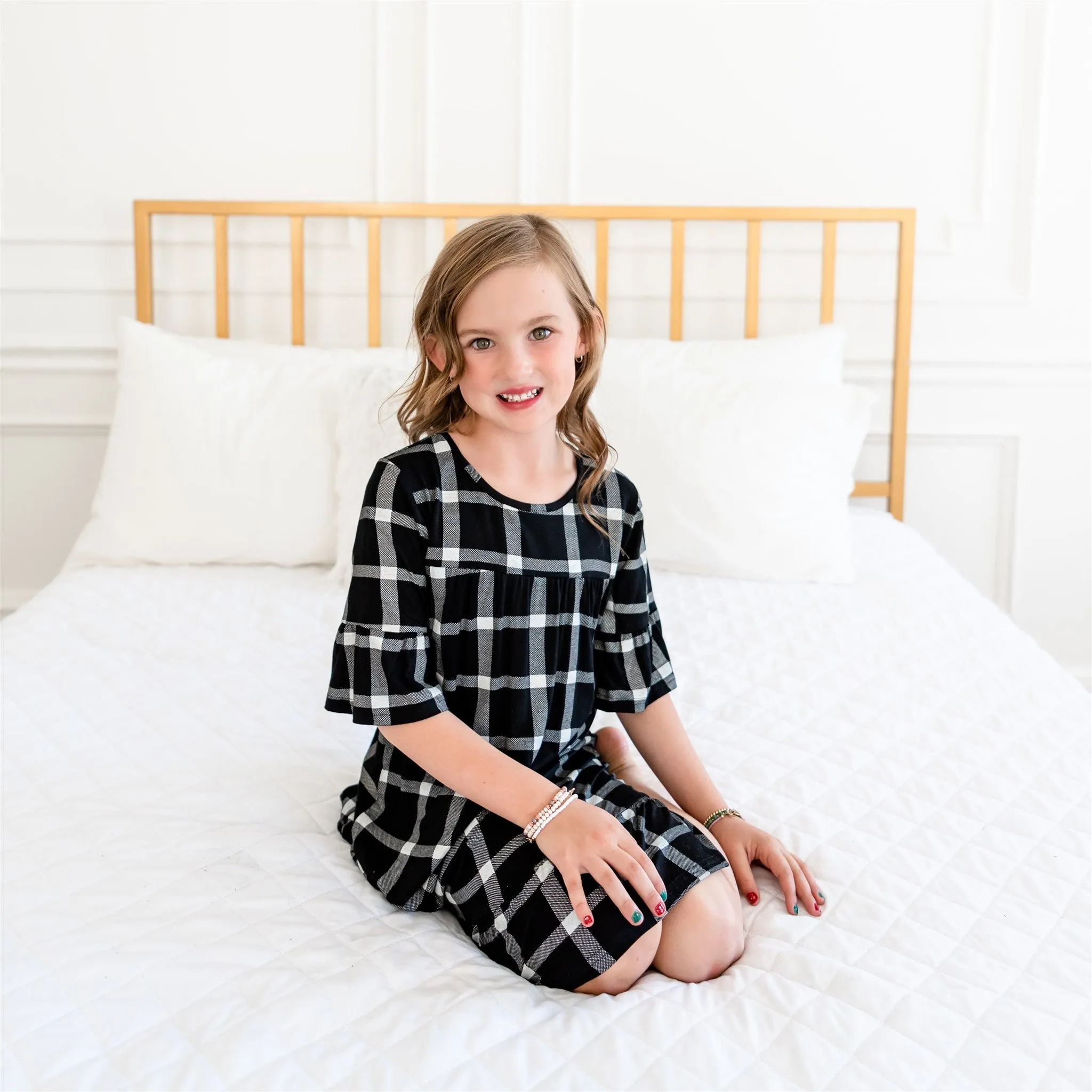 Noel House Dress (Girls' Sizes): Black Plaid