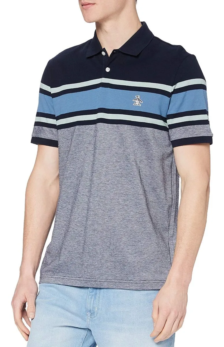 Original Penguin Chest Stripe Short Sleeve Polo Shirt Dark Sapphire