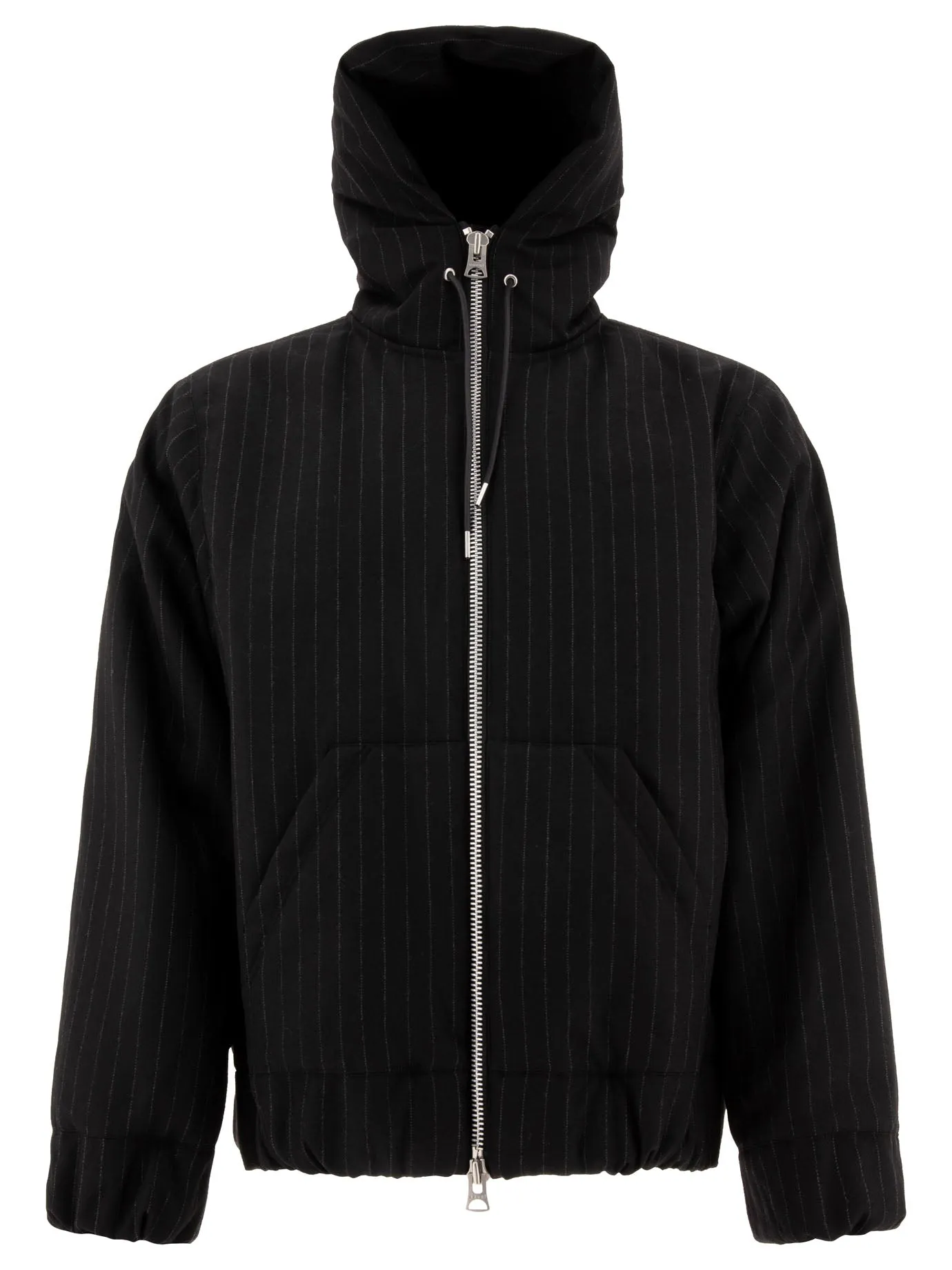 PINSTRIPED HOODED JACKET