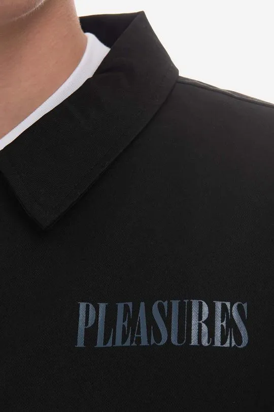 PLEASURES jacket Bended Coach Jacket men's black color