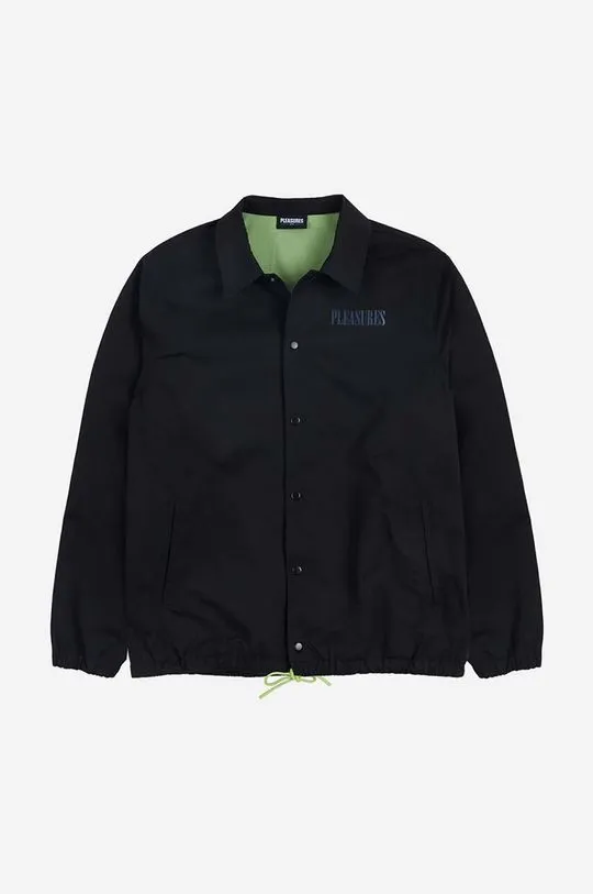 PLEASURES jacket Bended Coach Jacket men's black color