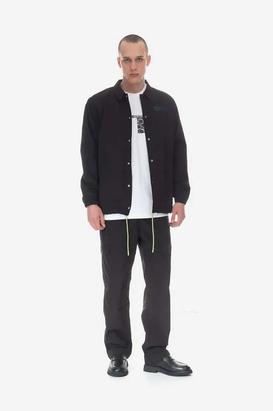 PLEASURES jacket Bended Coach Jacket men's black color