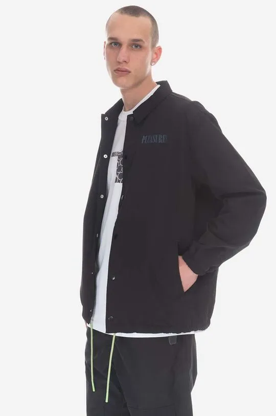 PLEASURES jacket Bended Coach Jacket men's black color