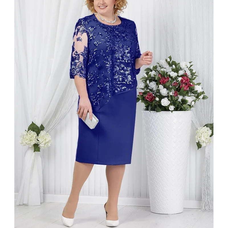 Plus Size Lace Women Dress MMt9