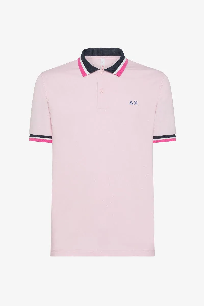 Polo con righe uomo Rosa