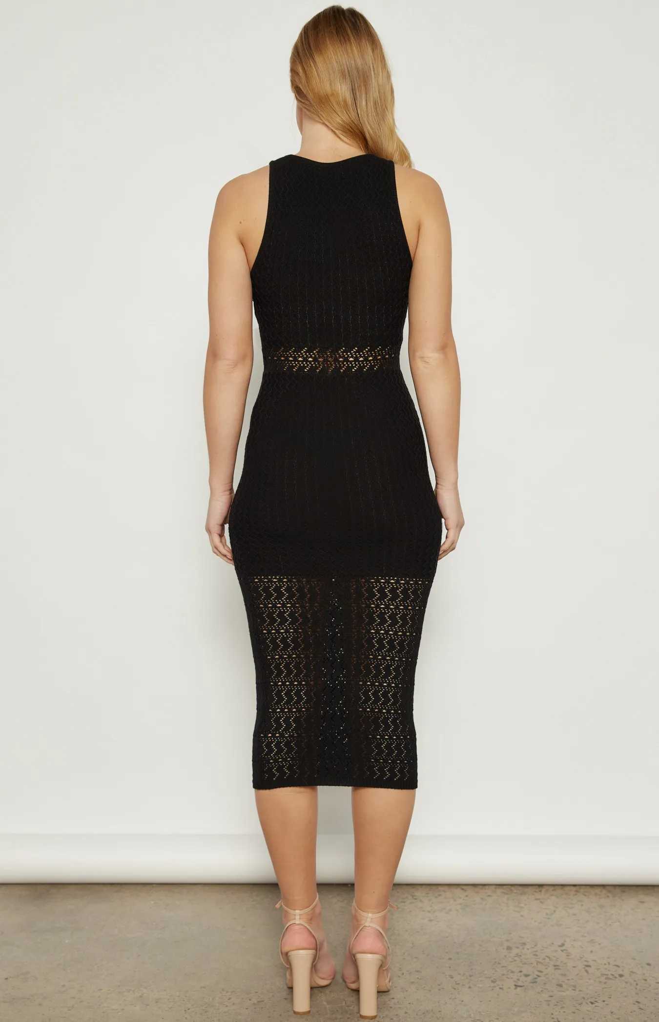 Racer Neckline Textured Knit Midi dress (WKN672)