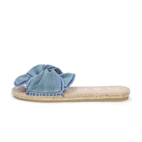 SANDALS SAN FRANCISCO DENIM WITH FRINGED KNOT Woman Lightblu