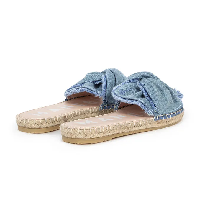 SANDALS SAN FRANCISCO DENIM WITH FRINGED KNOT Woman Lightblu