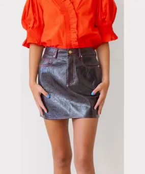 Scotch & Soda Faux Leather Mini Skirt In Wine