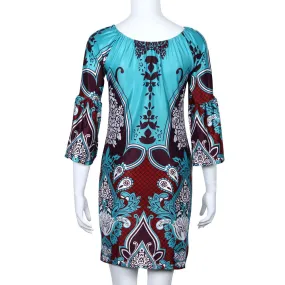 sexy women dress high neck bodycon celebrity bandage dresses bohemia printing plus size robe