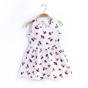 Sleeveless Fruity Print Girls Dresses