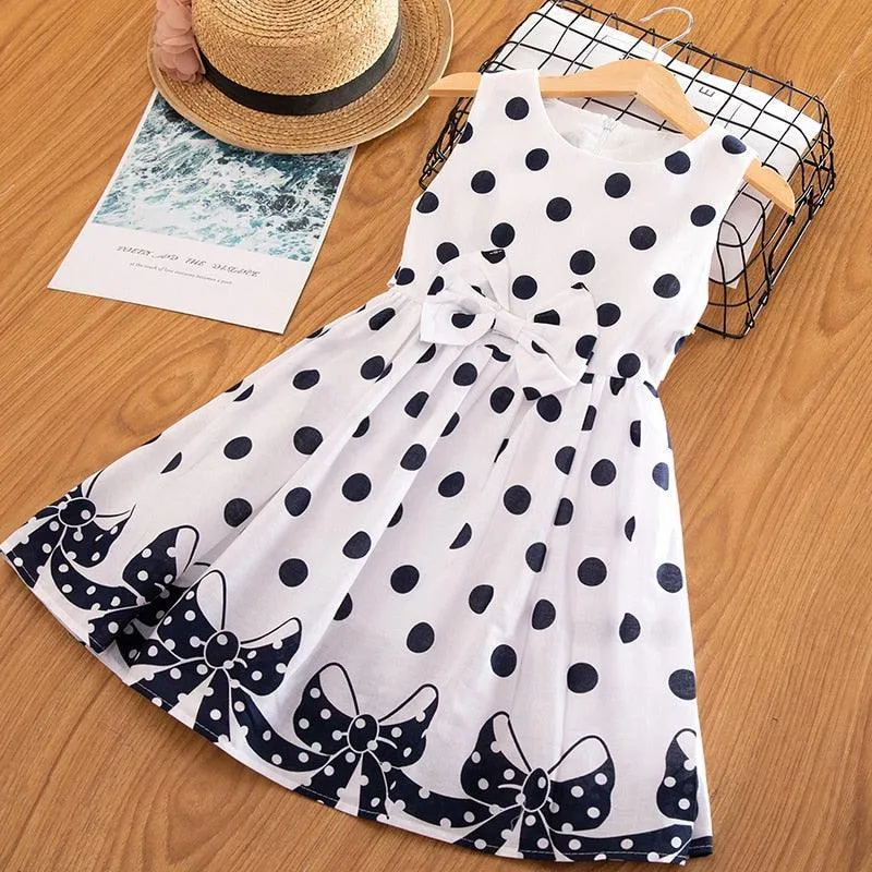 Sleeveless Polka Dots Girls Dresses