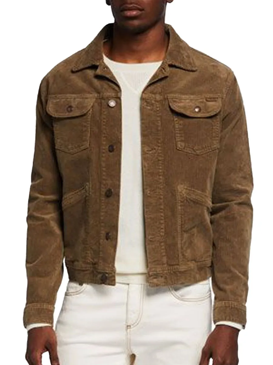 Solid Corduroy Four-Pocket Casual Jacket