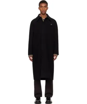 Solid Homme Black Wool Melton Coat