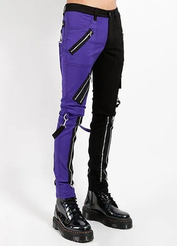 SPLIT LEG PURPLE/BLACK BONDAGE PANT