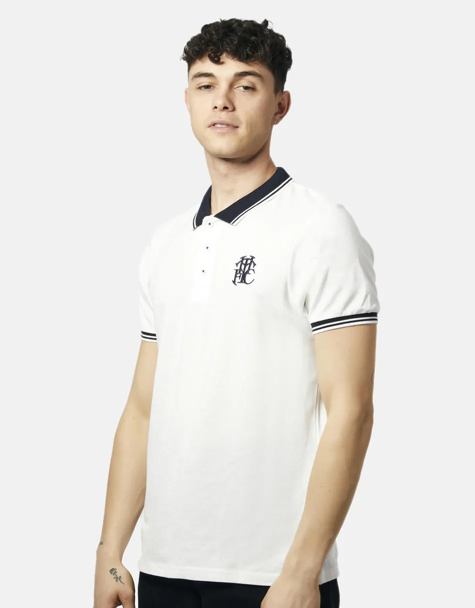 Spurs Mens White Contrast Collar Polo