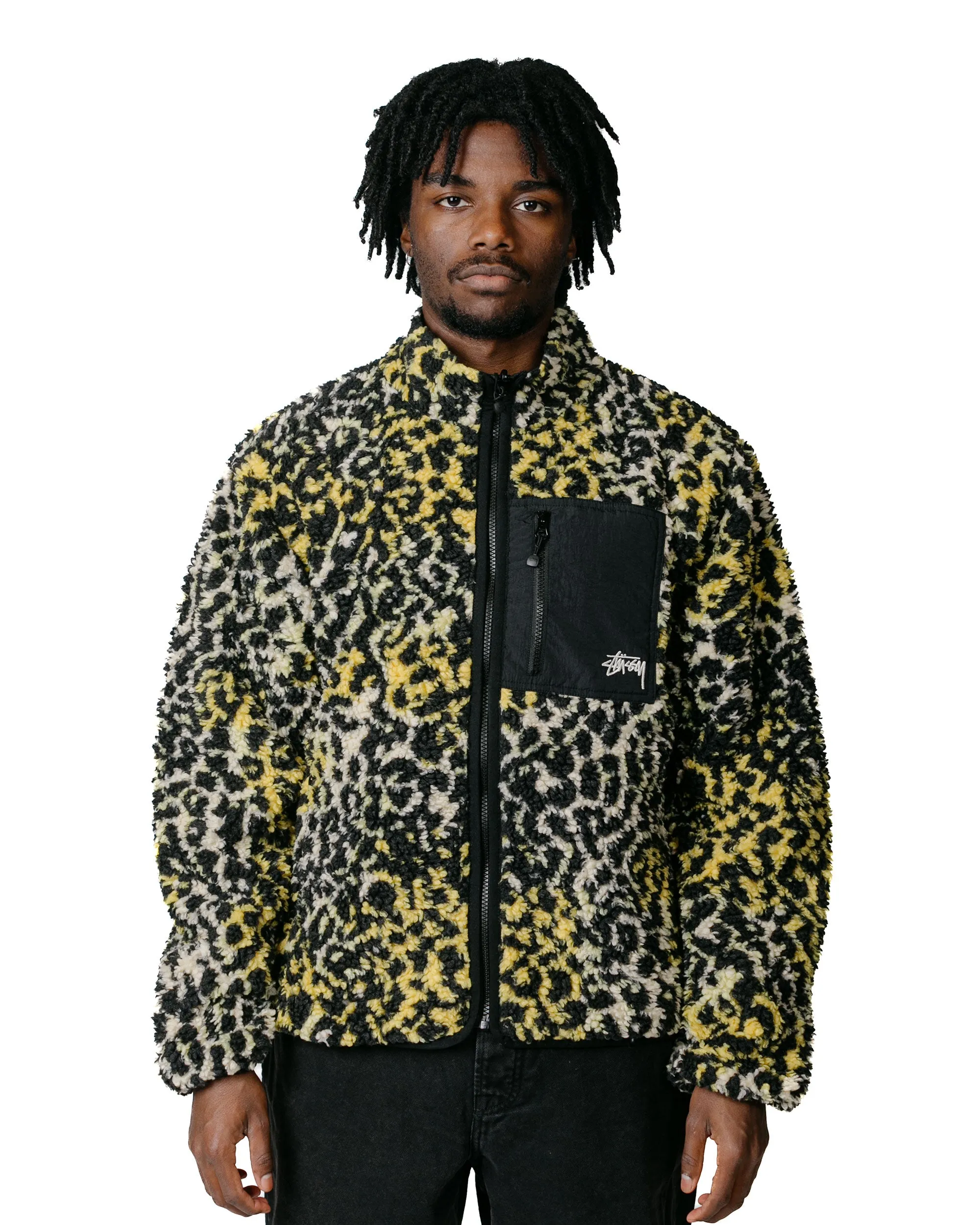 Stüssy Sherpa Reversible Jacket Yellow Leopard