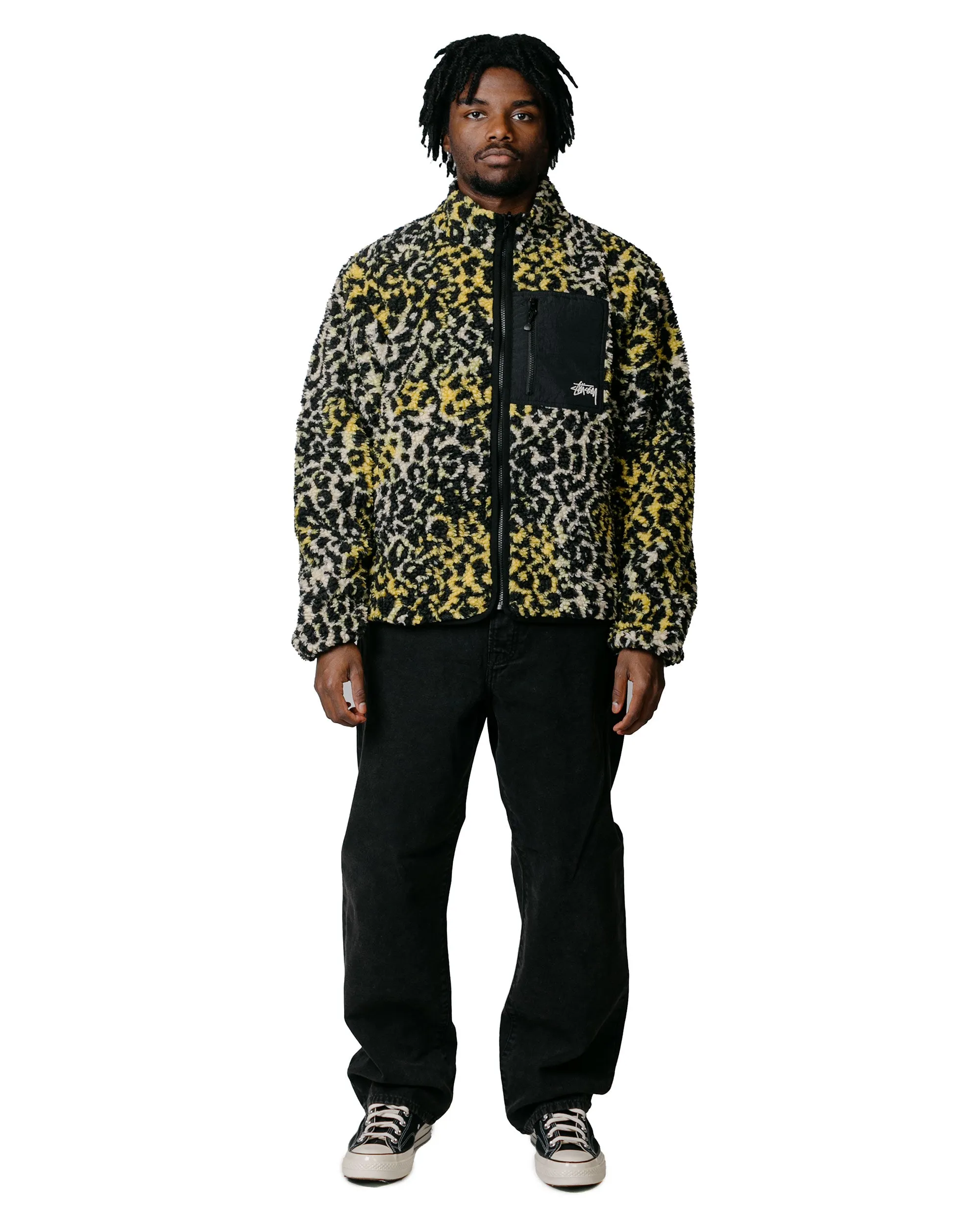 Stüssy Sherpa Reversible Jacket Yellow Leopard