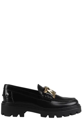 Tod's Logo Plaque Slip On Loafers