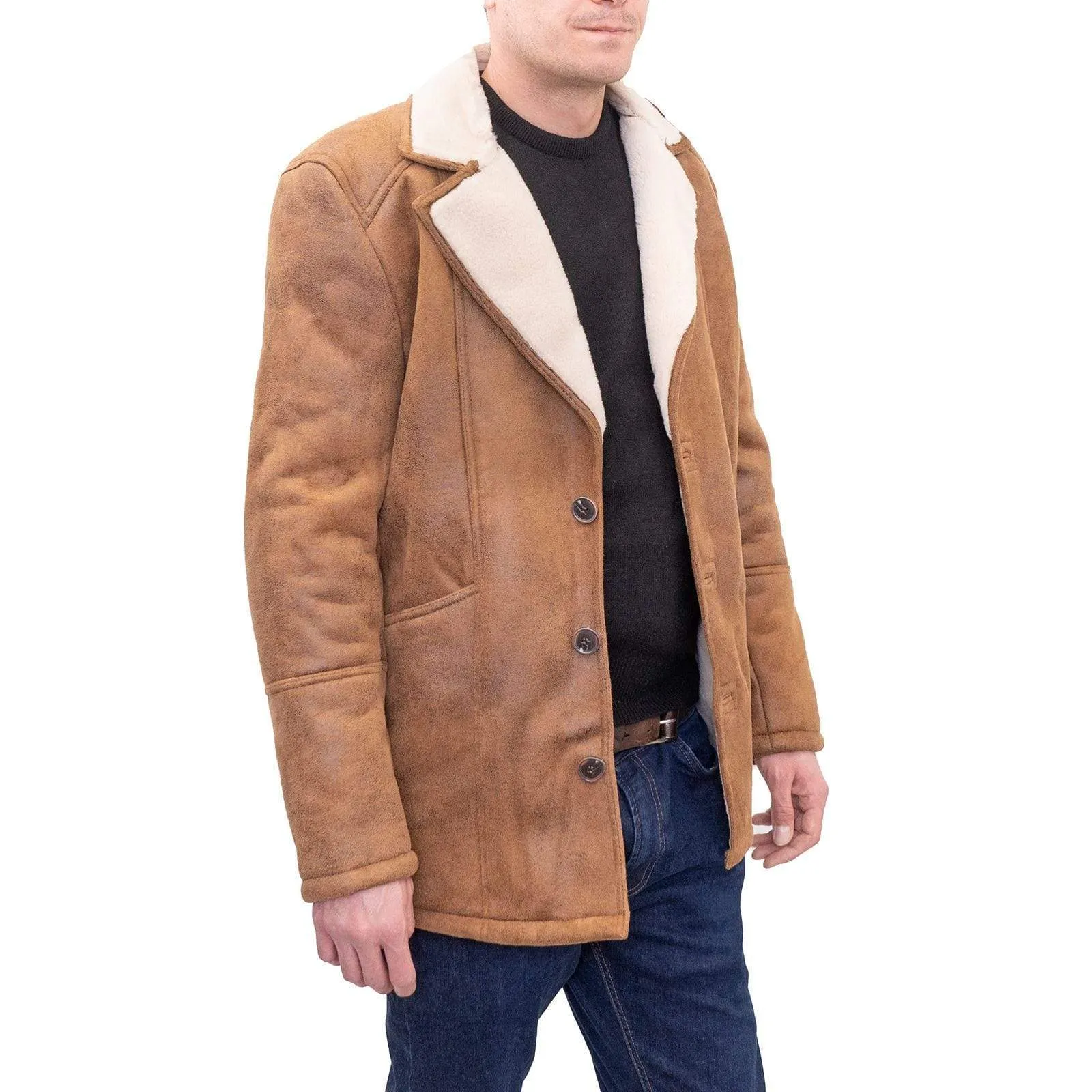 Topman Tan Shearling Faux Leather Sheepskin Jacket