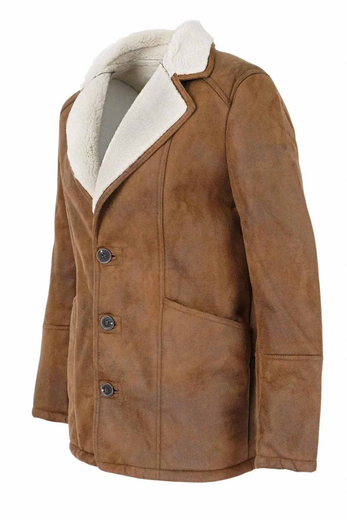 Topman Tan Shearling Faux Leather Sheepskin Jacket