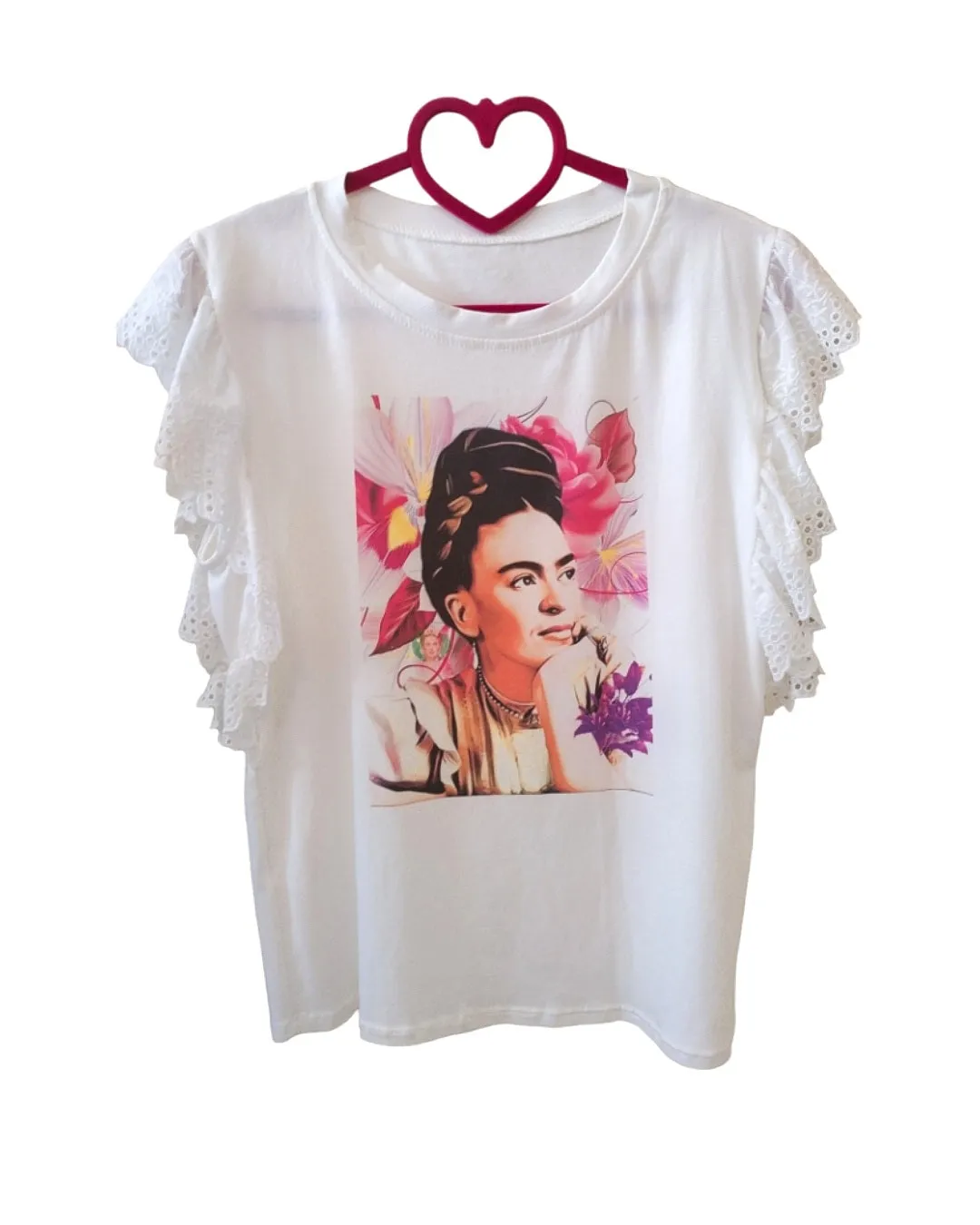 Tshirt 90% cotone voilant merletto, Frida!