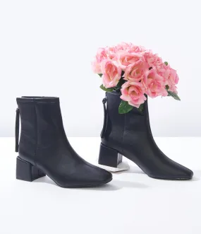 Unique Vintage Black Leatherette Mod Sinatra Bootie