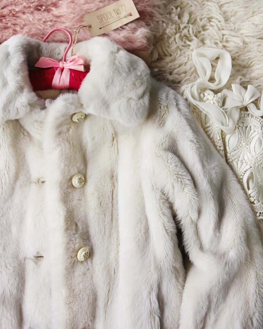 Vintage 60's French Faux Fur Coat