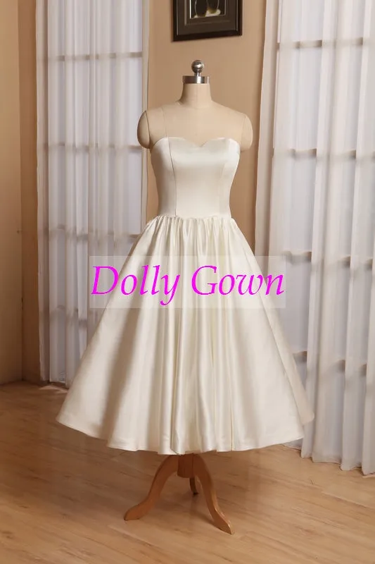 Vintage Short 50s Style Wedding Dresses Short with Spaghetti Straps