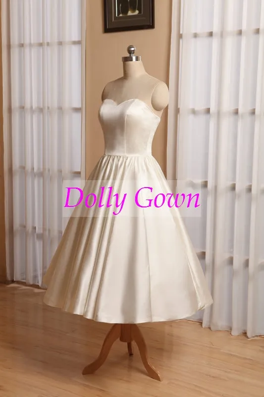 Vintage Short 50s Style Wedding Dresses Short with Spaghetti Straps