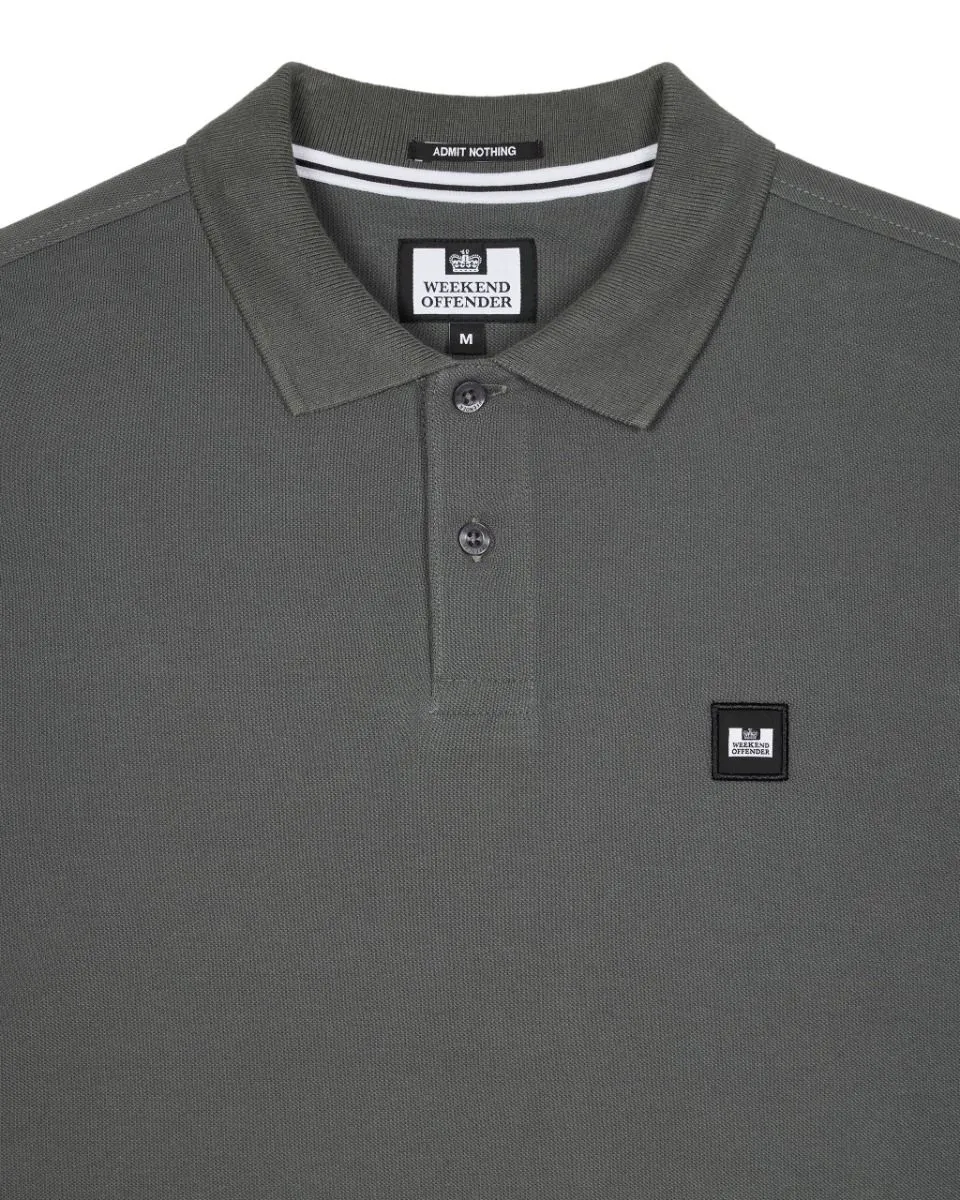 Weekend Offender Dice Long Sleeve Polo Shirt Zinc