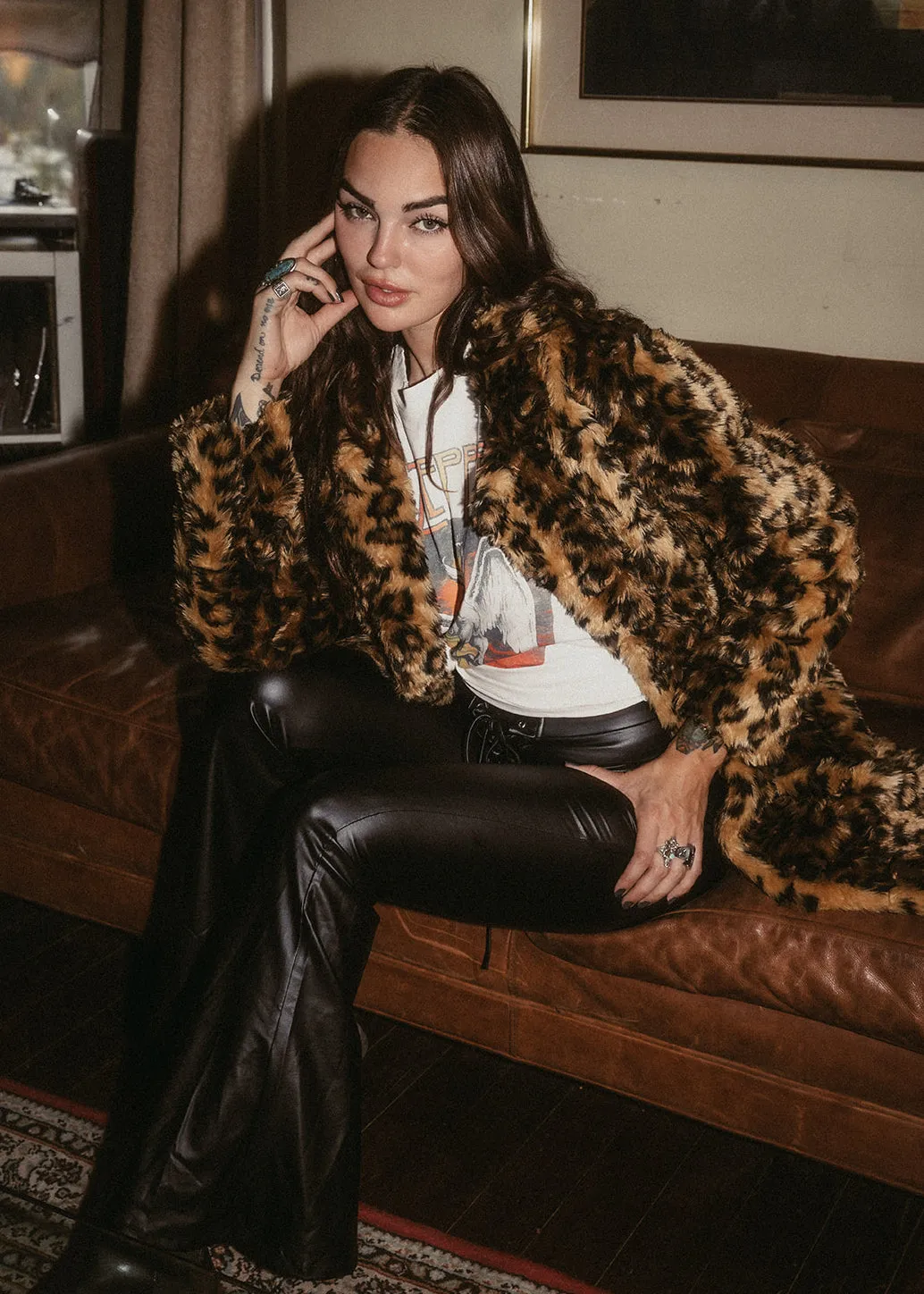 Wild Night Oversized Animal Print Faux Fur Coat