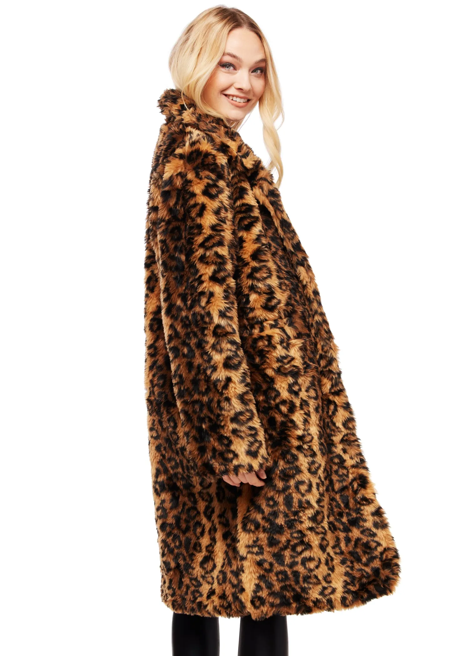 Wild Night Oversized Animal Print Faux Fur Coat