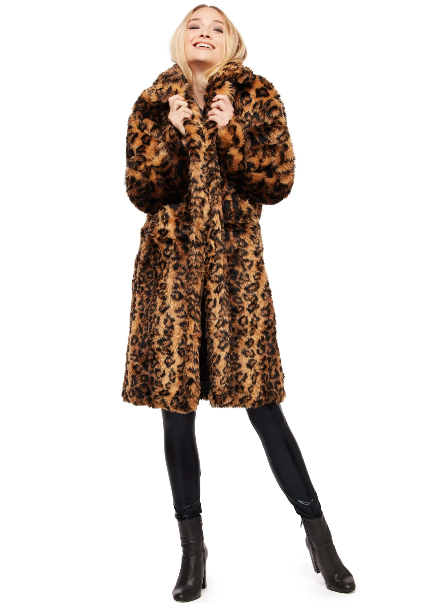 Wild Night Oversized Animal Print Faux Fur Coat