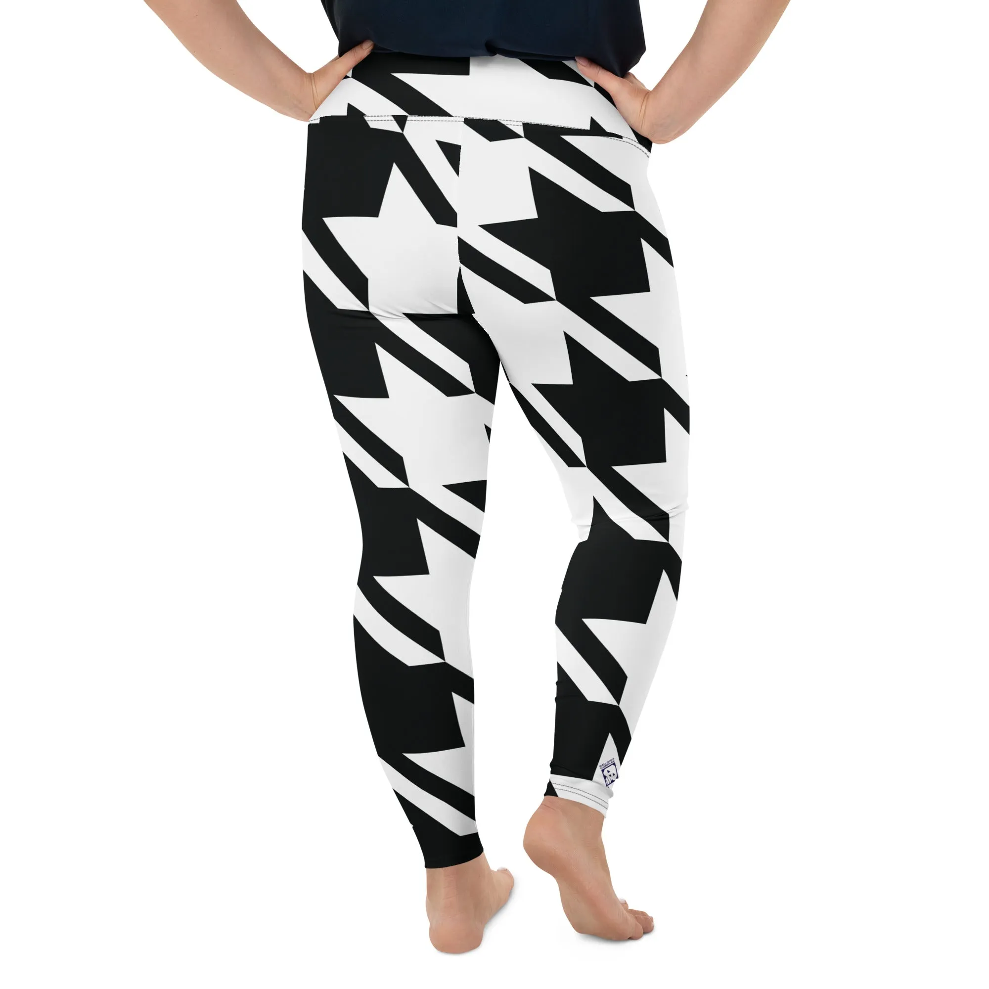 Womens Plus Size High Waist Houndstooth Yoga Pants Leggings 001