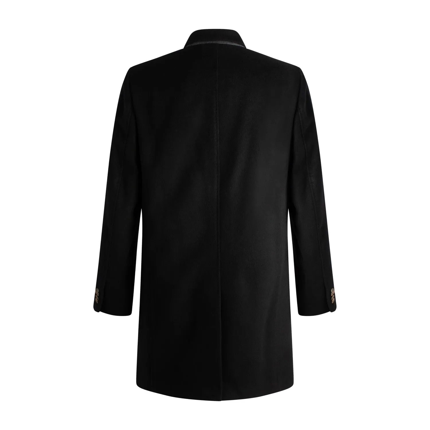 Wool Blend 3 Button Coat in Black by Viyella